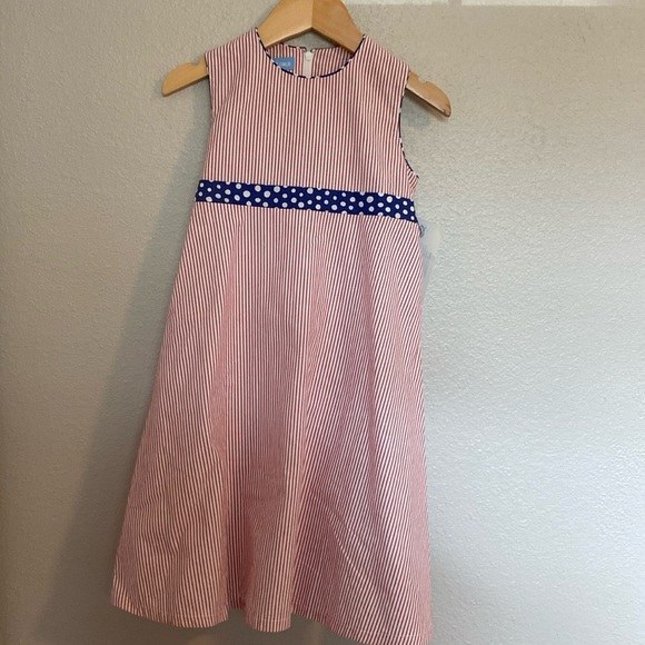 Monday’s Child Red Stripe Seersucker Circle dress - Picture 1 of 6